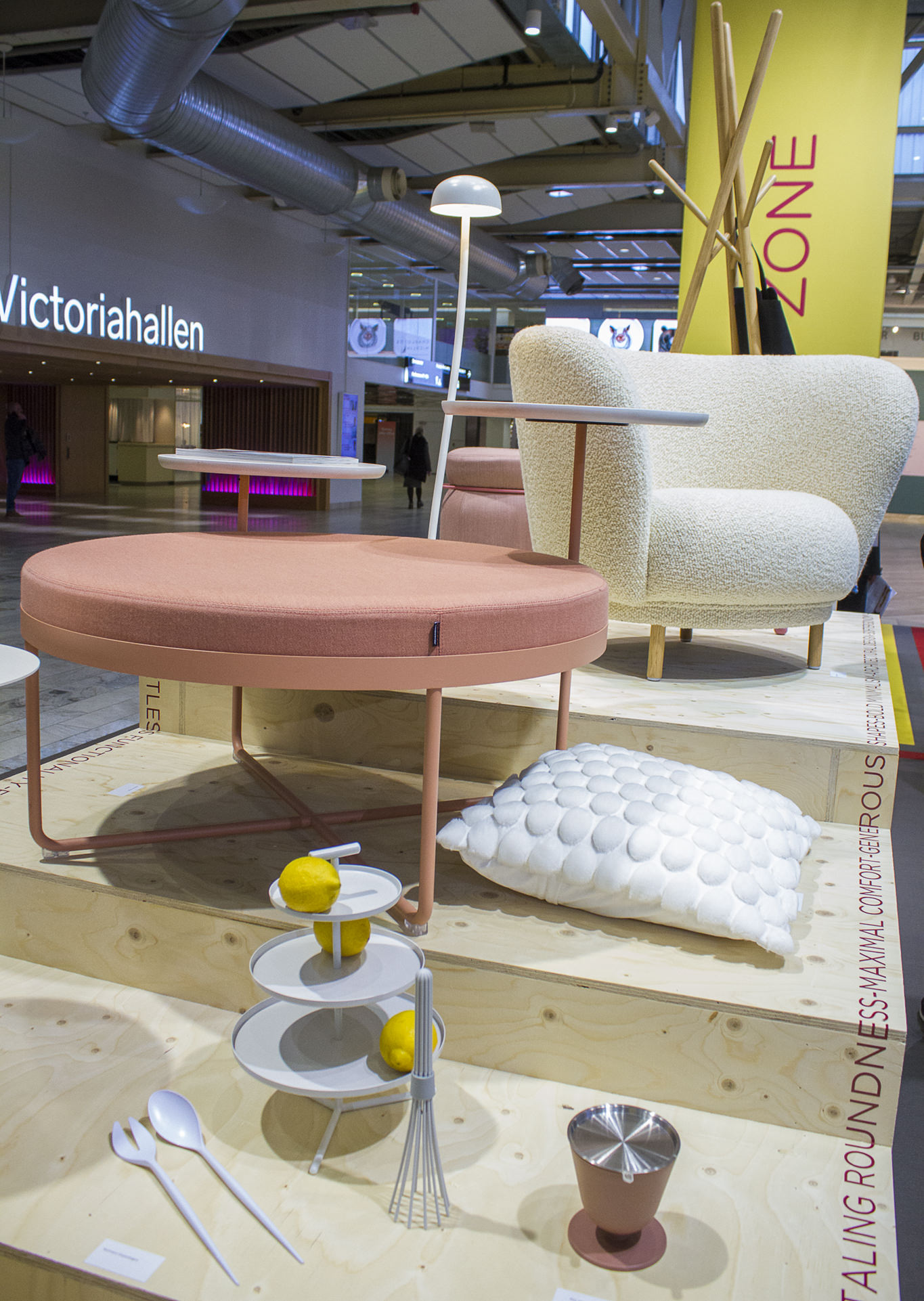Formex interior scandinavian design fair stockholm sweden sofa chair table cushions lemon pink pastel